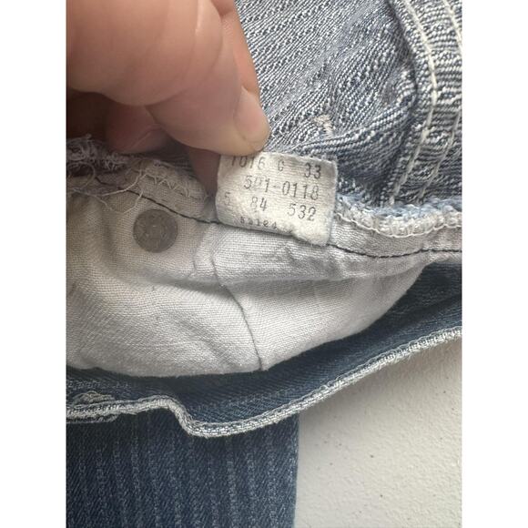 Vintage Levis 501 Jeans Mens 31x32 USA Button Stonewash Denim Stiped 1980s RARE! - Picture 11 of 16